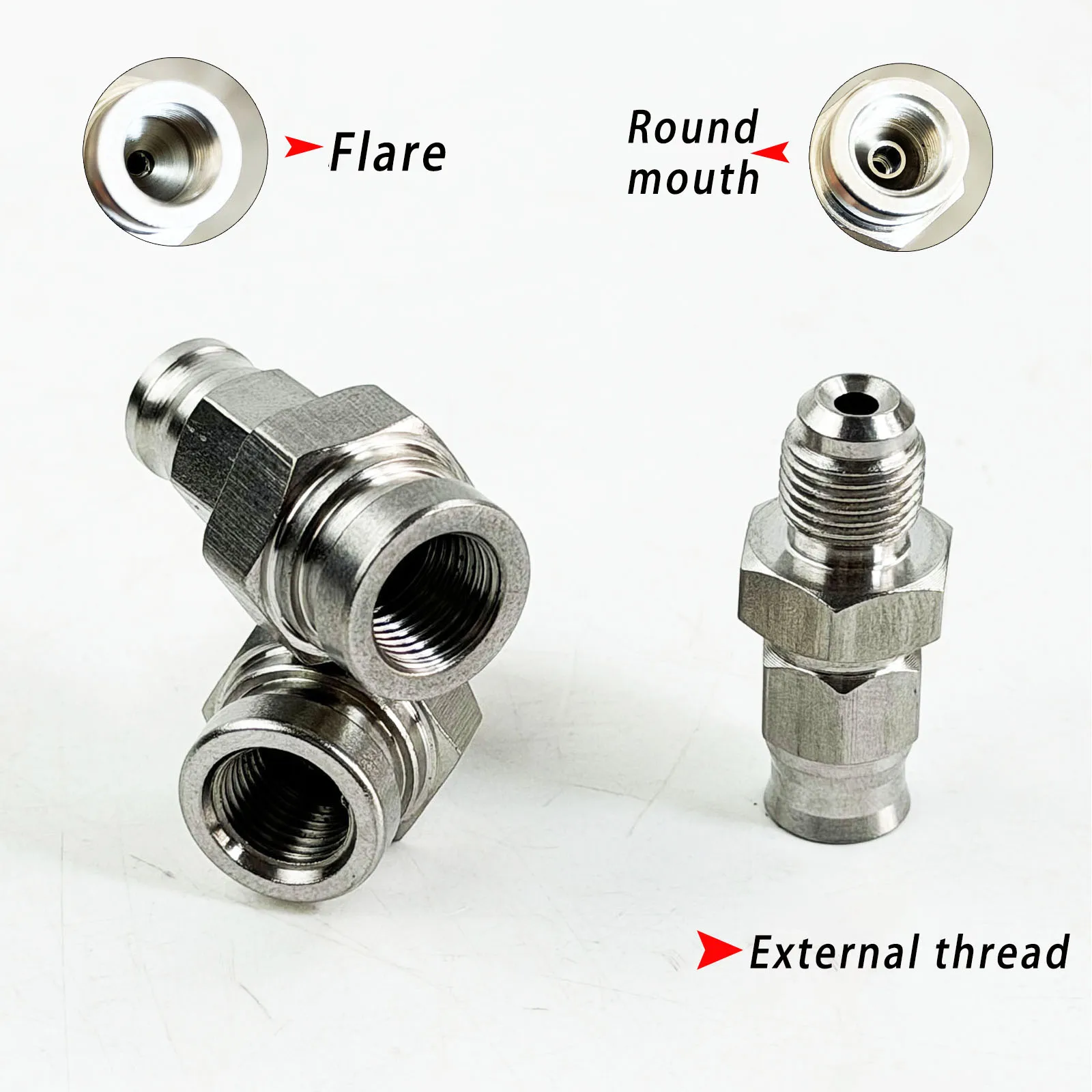 AN3 quick brake outer wire joint stainless steel modified steel throat horn mouth/round mouth motorcycle brake oil pipe joint