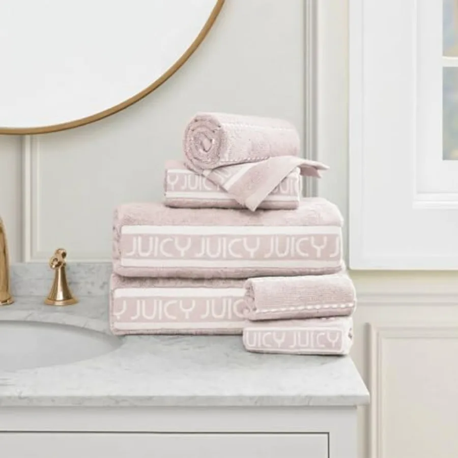 Luxurious Plush Stripe 6-Piece Set - 100% Cotton Bath Towel Set - Soft and Stylish Towel Set for Ultimate Comfort and Elegance