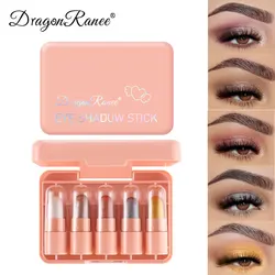 5Pcs Mini Eye Shadow Stick Set High Gloss Shimmer Pearl Eyeshadow Cream Brightening White Glittering Eye Makeup Cosmetics Kit