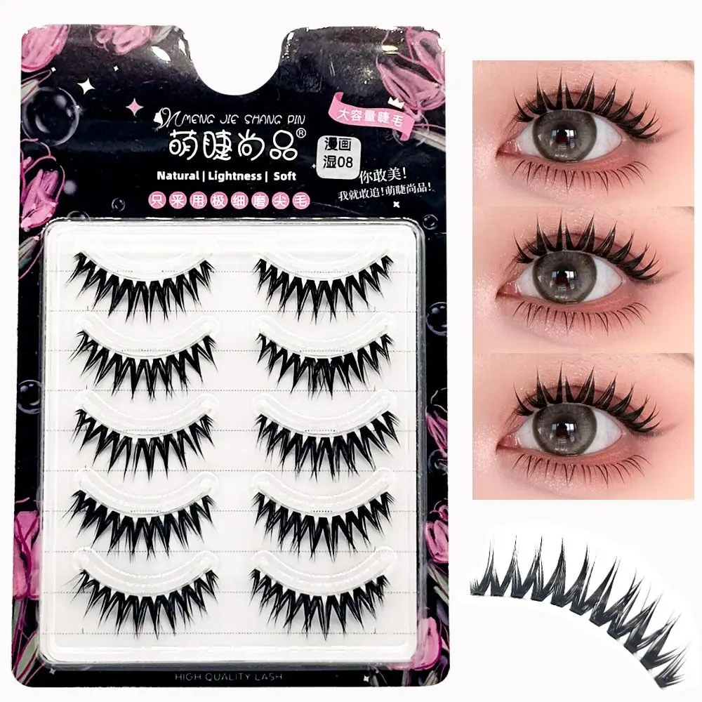 5 أزواج جديدة شفافة غير مرئية لاش ينبع الرموش الصناعية مريحة طويلة الأمد جلدة العنقودية لينة رموش ماكياج العين #3