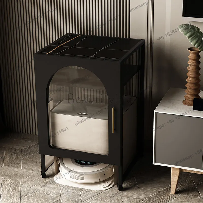 Sweeper cabinet Nordic living room wrought iron storage intelligent sweeping robot storage locker