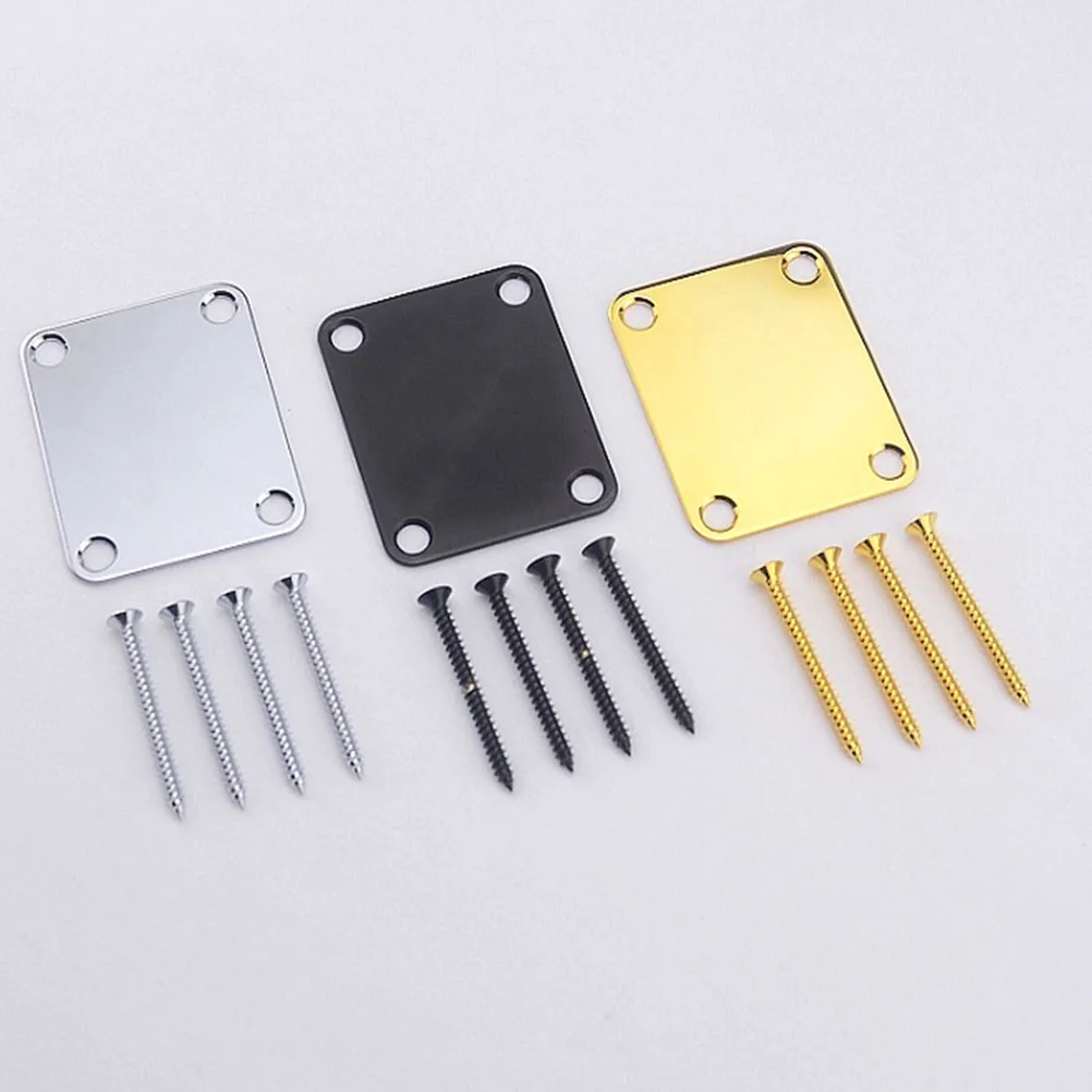 

3 Pcs Musical Instrument Reinforcement Board Bass Guitar Accessories Neck Plate Square Parts Plates