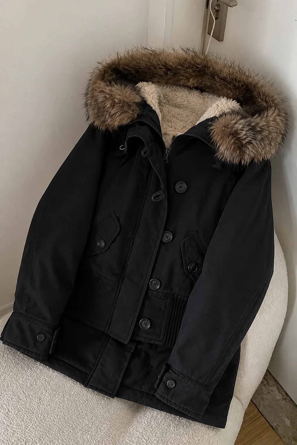 Korean Style Women Winter Faux Fur Collar Parka Cotton‑padded Jacket Y2k American Vintage Harajuku Warm Casual Outwear Coats