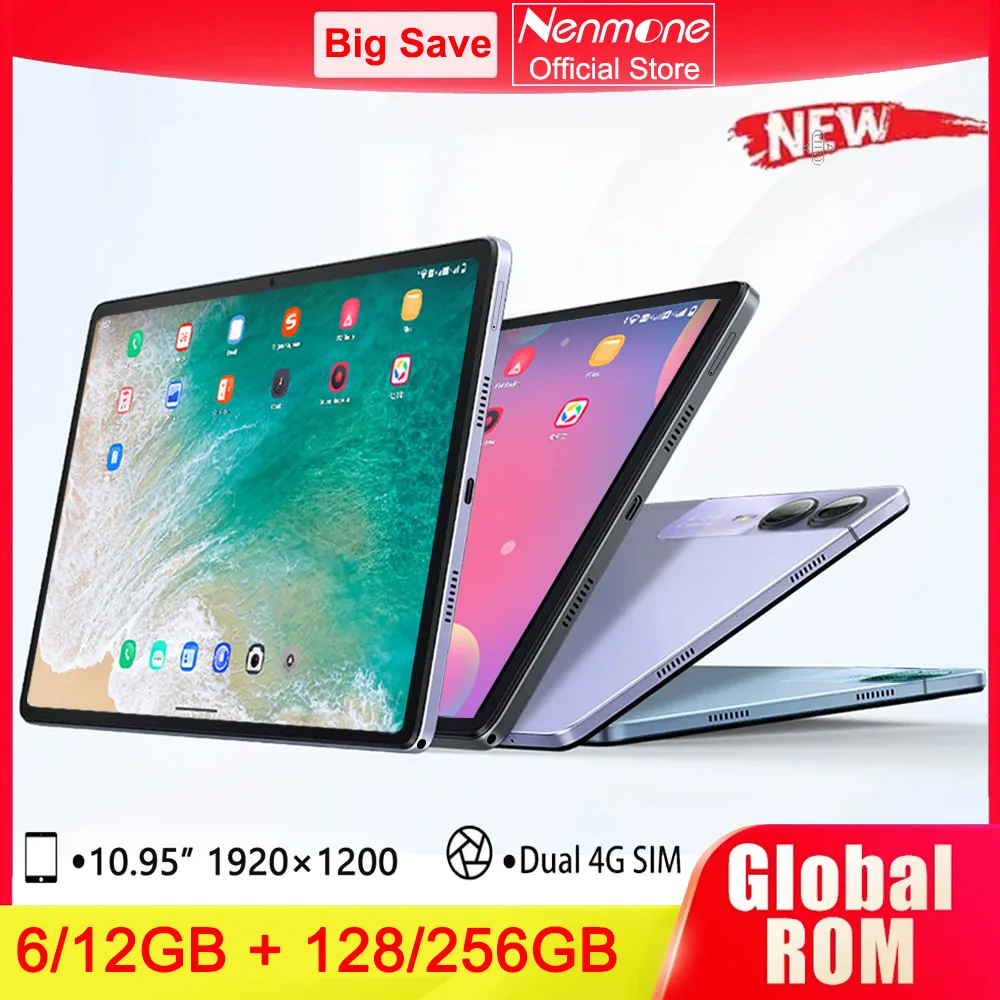 2025 Nenmone Tab40 sin abrir GPS Tablet 10,95 "pantalla 2K Unisoc T616 Octa Core 12GB + 256GB 4G Tablet Android 14 altavoces cuádruples
