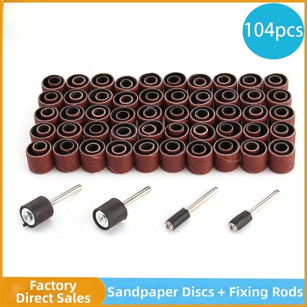 104-ピース-セット炭化ケイ素サンドペーパーサークル研磨キット金属錆除去研磨、研削研磨ツール用