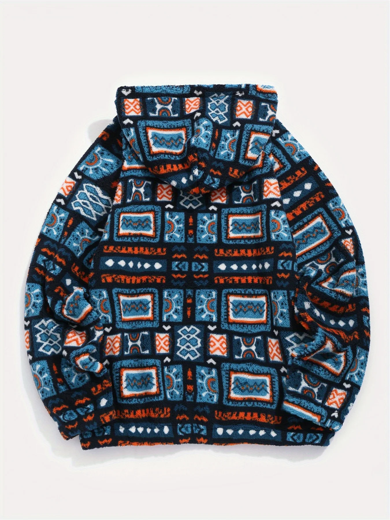 Women's Aztec national printing ultra-fine Austrian fleece hooded fashion sweater