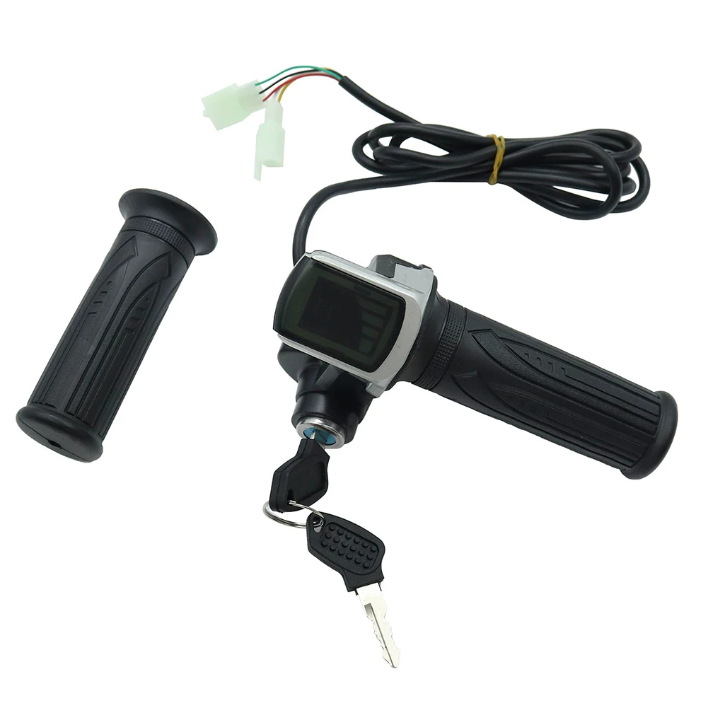 Throttle Assembly for Electric Bikes Integrated LCD Screen Compatible with Standard Voltage Systems of 24/36 Volts