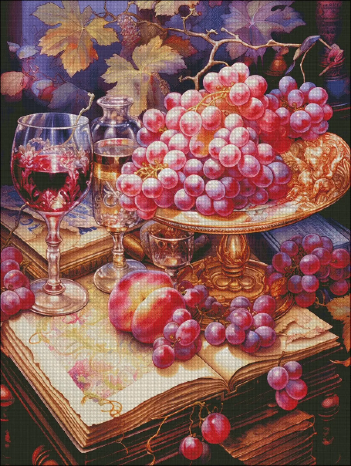 

ZZ3922 Grape wine 14CT 16CT 18CT Printed On Canvas Cross Stitch DIY Set Needlework Embroidery 188 Colors