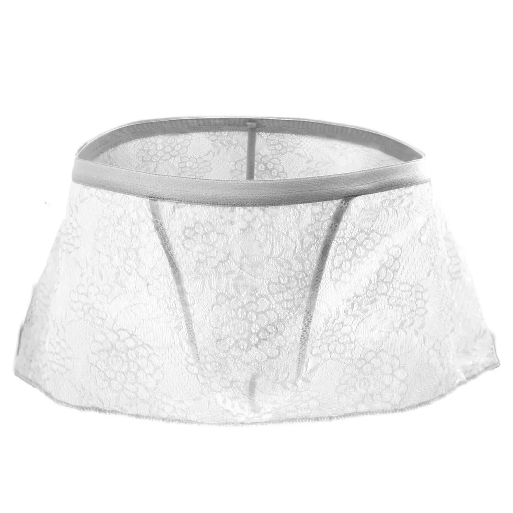 ผู้ชาย Swing กระโปรง Sissy เร้าอารมณ์ T กลับกางเกงเกย์ต่ําเอวลูกไม้ดูผ่าน Crossdressing บาง Sheer G-String ชุดชั้นใน