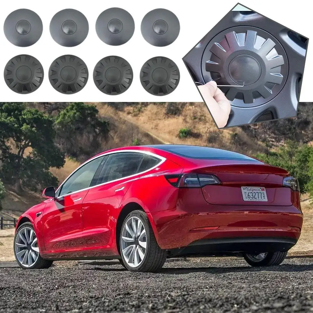 4PCS For Tesla Highland 2024 Center Hubcaps New Original Gray Center Hub Cap Set Non-destructive Installati V7X1