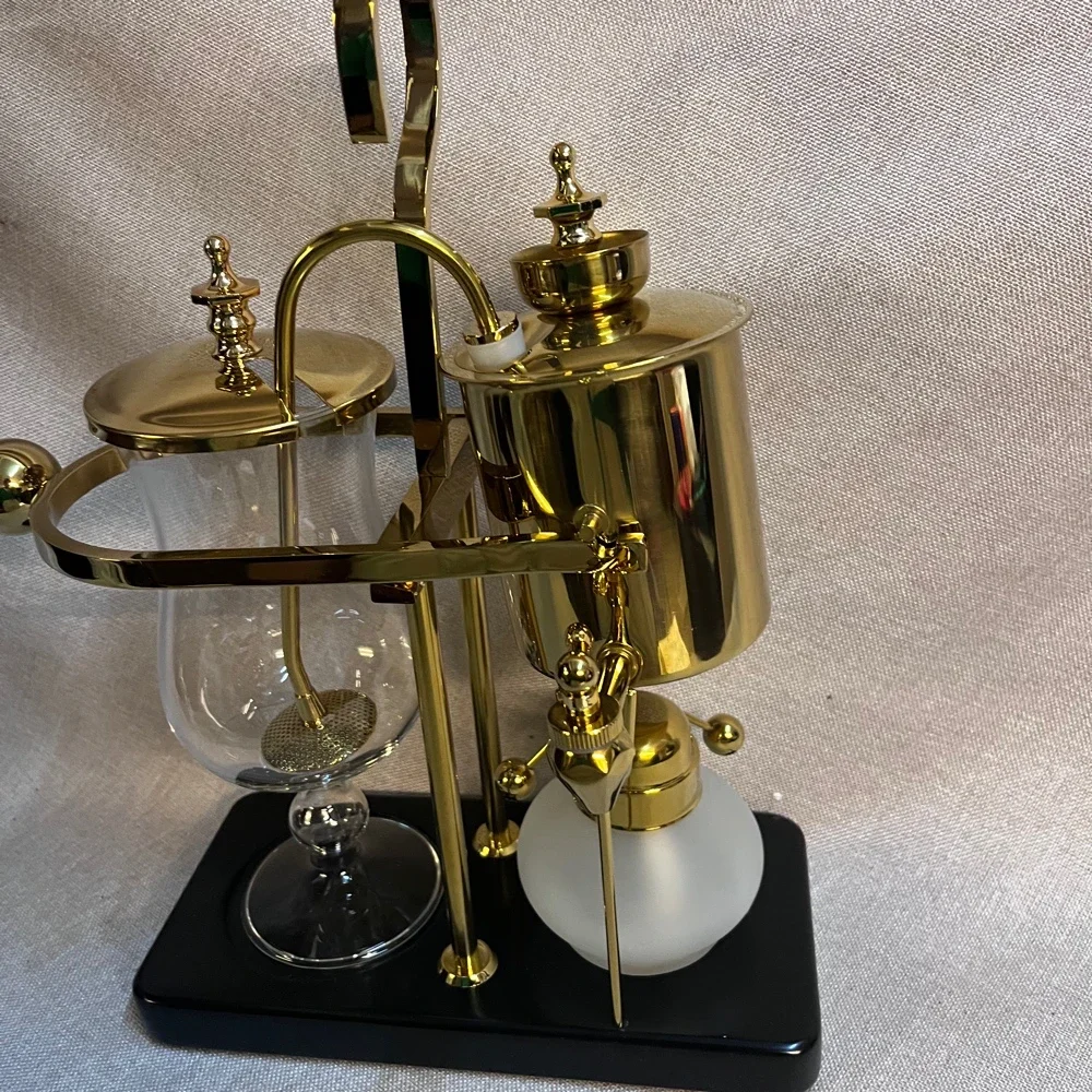 Royal Belgian Balancing Siphon Coffee Maker - Gold Polished Brass royal balancing belgium Siphon Coffee Maker