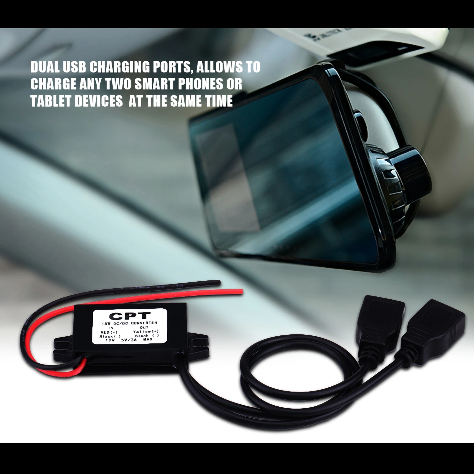 

12V to 5V Converter Module 3A 12V to 5V Dual USB Adapter Converter Module for Car Motorcycle Phone