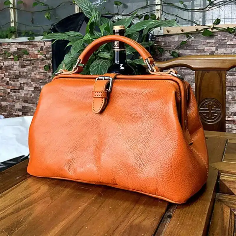 

Vintage Doctor Bag for Women Soft Buffalo Leather Crossbody Purse Spacious Cowhide Shoulder Bag High-Quality Retro Handbag 2026