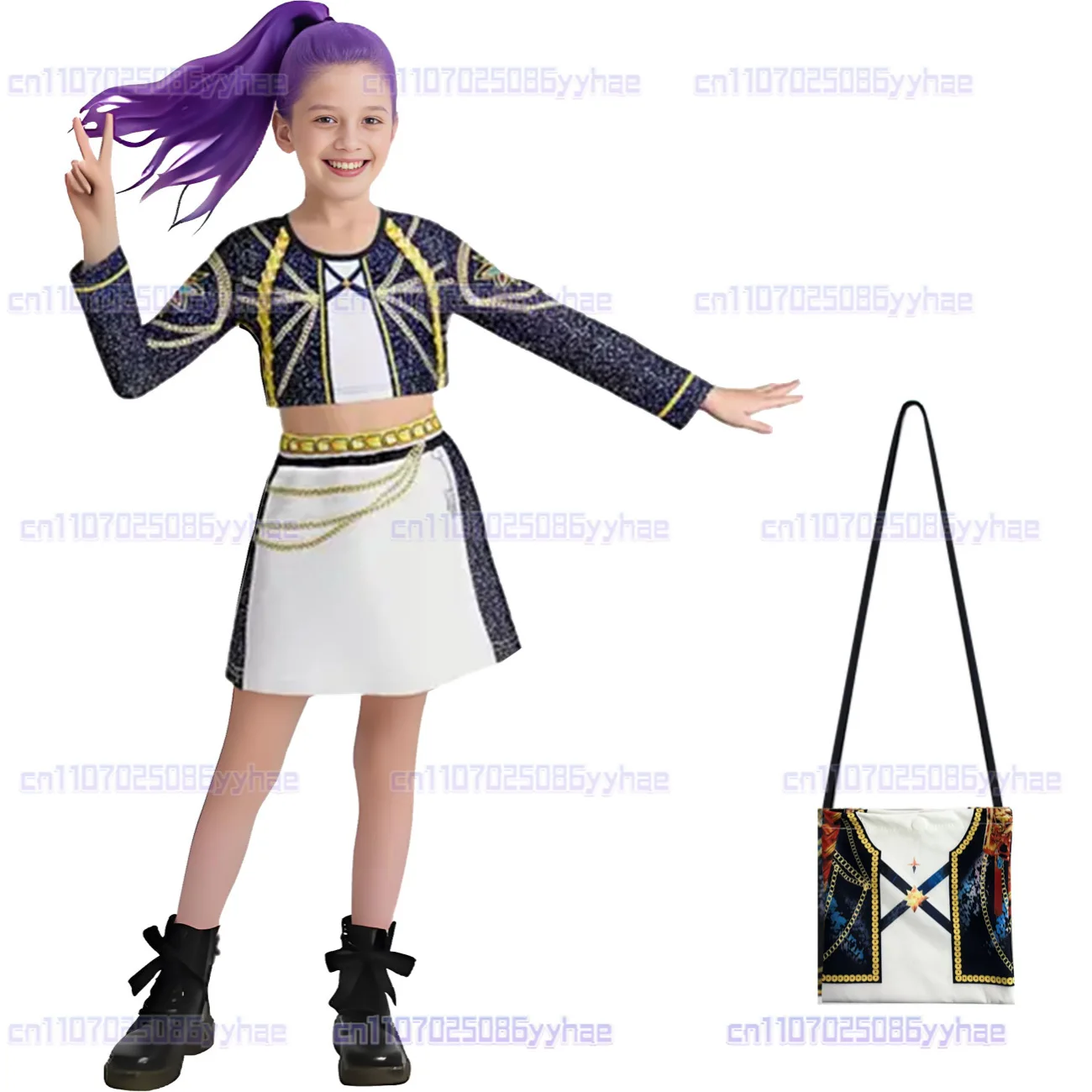 Kids Zoey Rumi Mira Stage Outfits Cosplay Girls Black Costume Uniform Halloween Party Role Playing Printed Fancy Dress Up Suits