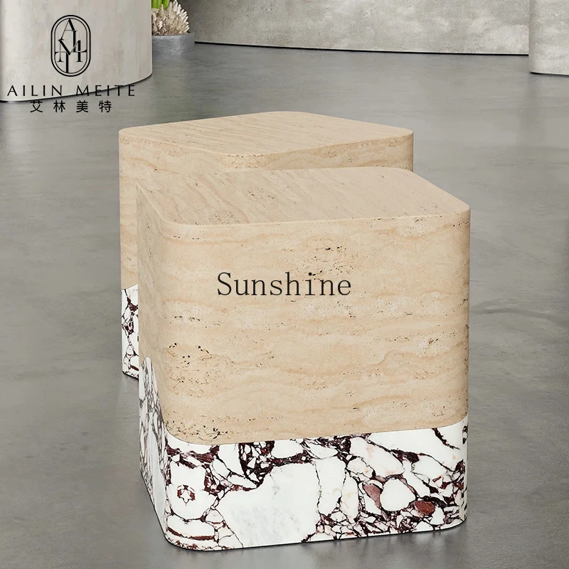 Italian light luxury marble edge few simple living room simple sofa side table