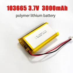 Polymer Lithium Battery 103565 103665 3.7V 3000mAh Lipo Batteries Li Po Connector Ph-2.0p for Power Bank Tablet DVD GPS PSP Cell