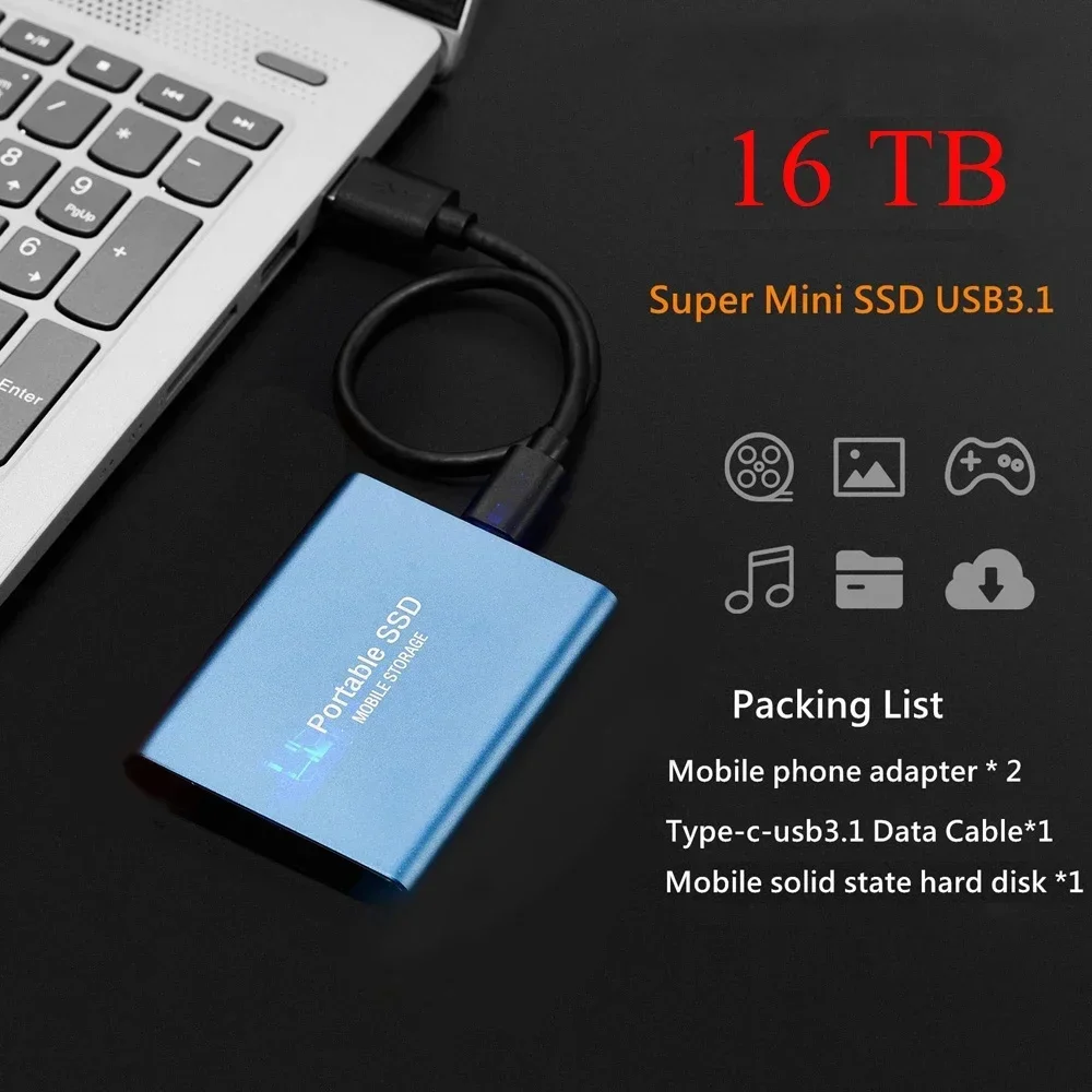 Portable SSD External Hard Drive 1TB USB 3.0 Interface High Speed Original SSD Solid State Hard Disk for Laptop/Desktop Storage