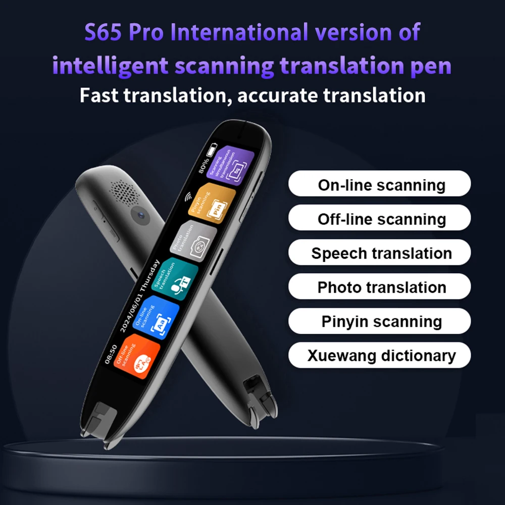 S60 Pro 3,7 ''pantalla táctil diccionario traducción pluma lector de escaneo dispositivo escaneo de texto lectura traductor WiFi/BT 142 idiomas