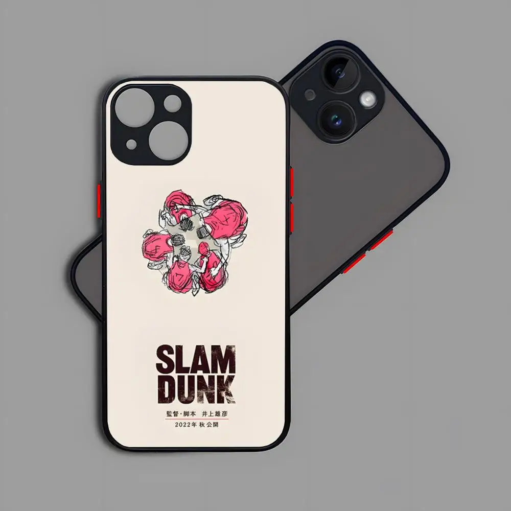 Anime SLAM DUNK-K Phone Case Matte Transparent For 15 iPhone 12 11 13 Pro Max X XR XS 8 SE Mini Plus Luxury Silicone Back Cover