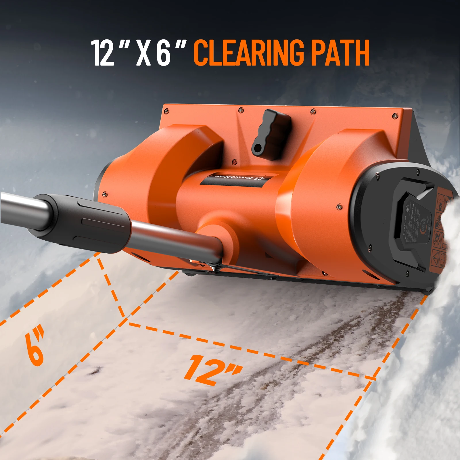 Pá de neve sem fio TaskStar 2 baterias de 4000mAh alimentadas 6x12 polegadas varredor de neve elétrico distância de 16,5 pés com placa direcional