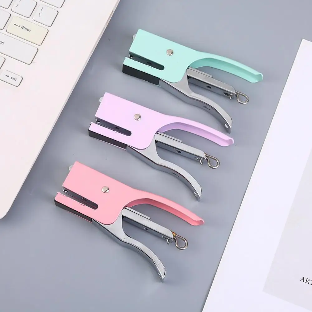 Small Stapler Handheld Stapler with 1000pcs Needles School Home Office Plastic Stapler Labor Saving Portable Study Office Helper