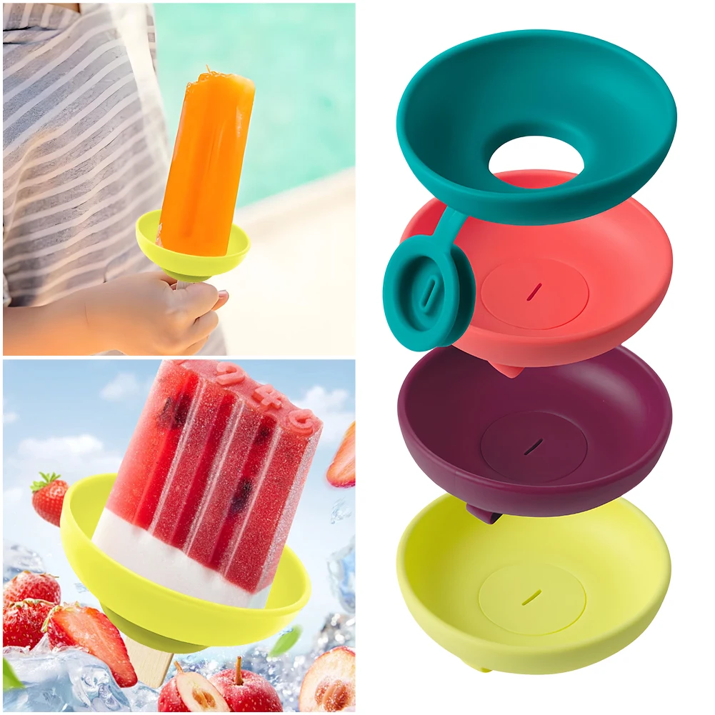 

12PCS Silicone Food-grade Drip-Proof Popsicle Rack Portable Popsicle Protector Reusable No Mess Free Ice Rack for Summer Days