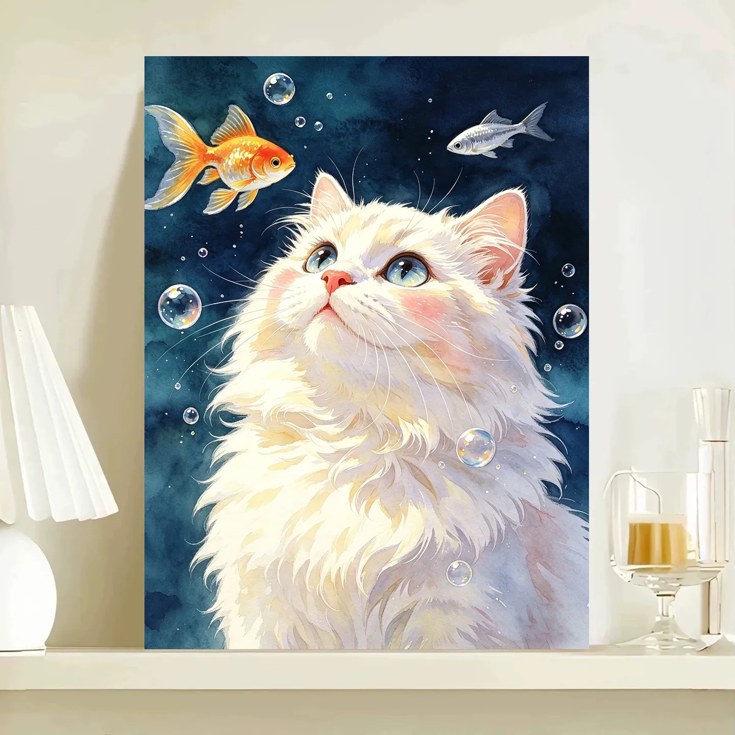 Acrylfarben nach Zahlen: Niedliche Katze – Malen nach Zahlen auf Leinwand für Erwachsene – Digitale Kunst zum Ausmalen