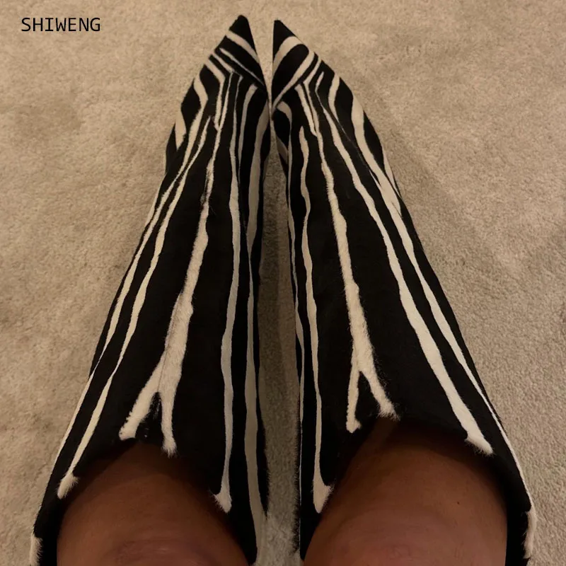 

2026 женские сапоги до колена в полоску на тонком каблуке, замшевые пикантные женские осенние модельные сапоги с острым носком, вечерние сапоги 44