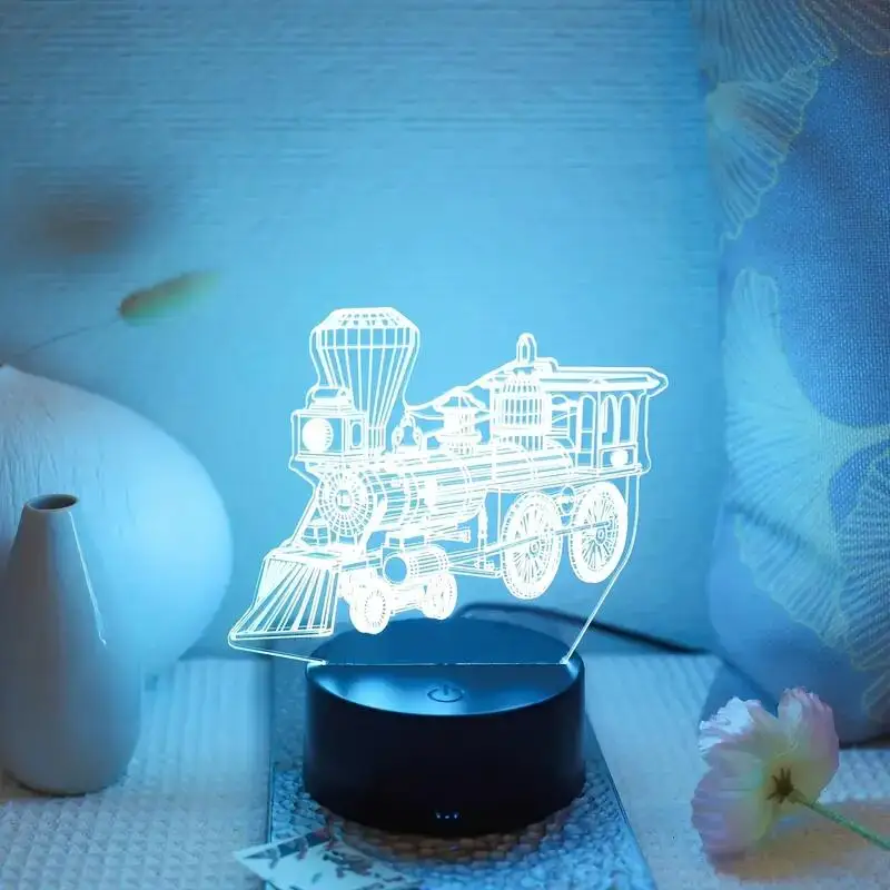 1pc  Train  3D Night Light, 3D Optical Illusion Lamp With Touch, 7-Color Changing Ambient Light For Bedroom