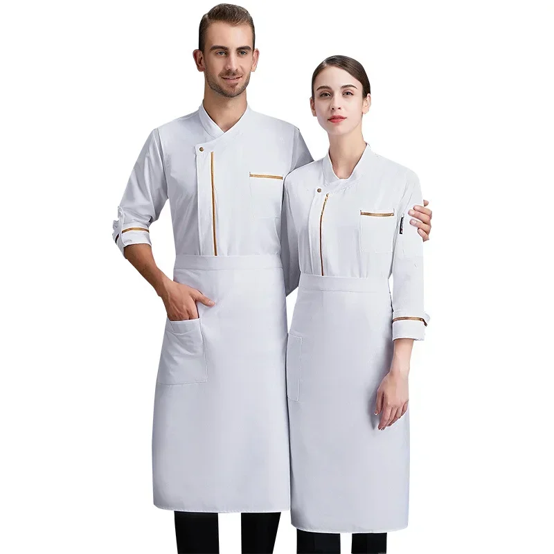 Veste à manches longues pour Service de Chef, Restaurant occidental, cuisson du pain, cuisine d'hôtel, automne et hiver, vêtements de travail pour Chef, manteau de cuisinier