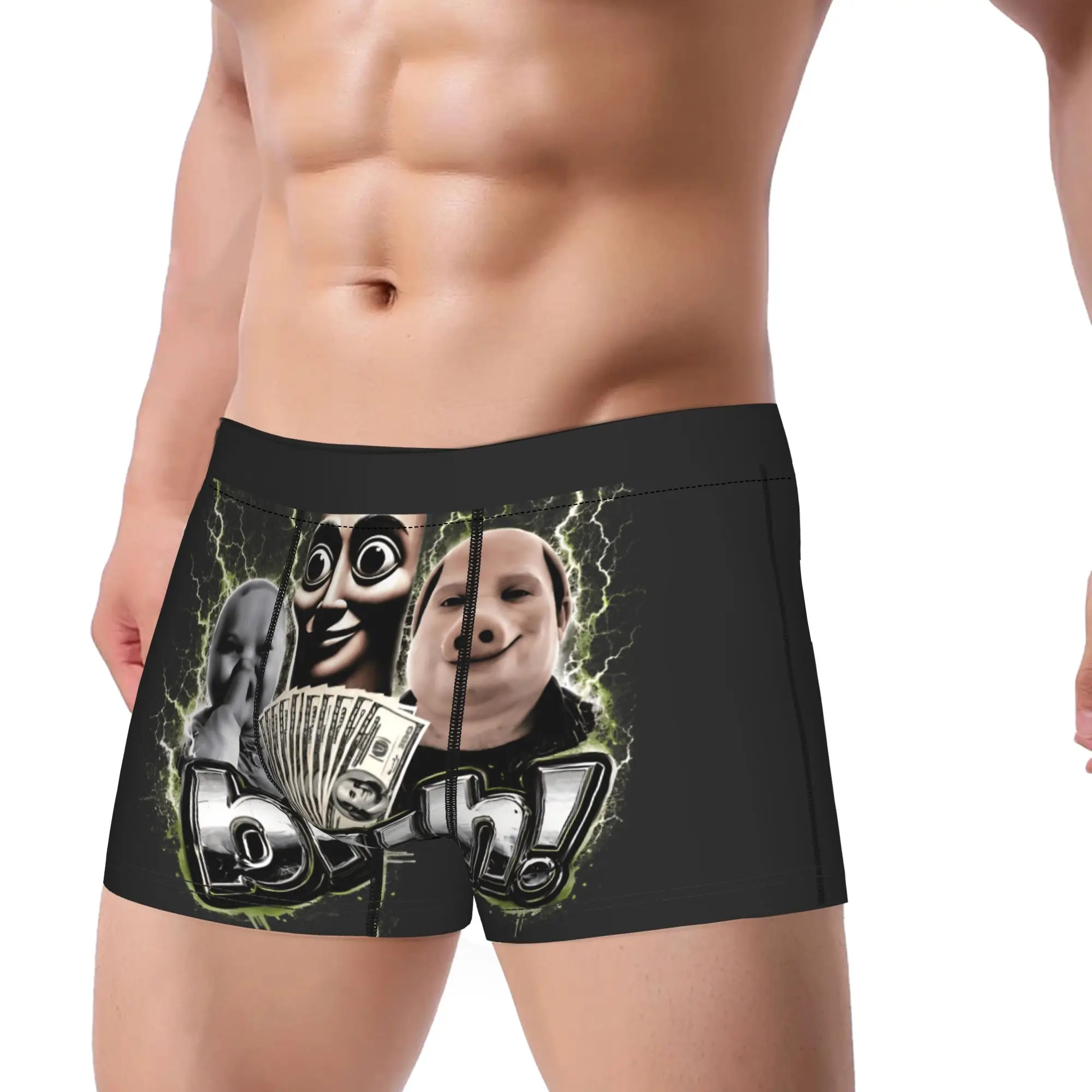 Tung Sahur John Pork Ai Baby Meme Underwear  Men Shorts Briefs Elastic Boxer Shorts Trenky Pattern Plus Size Panties