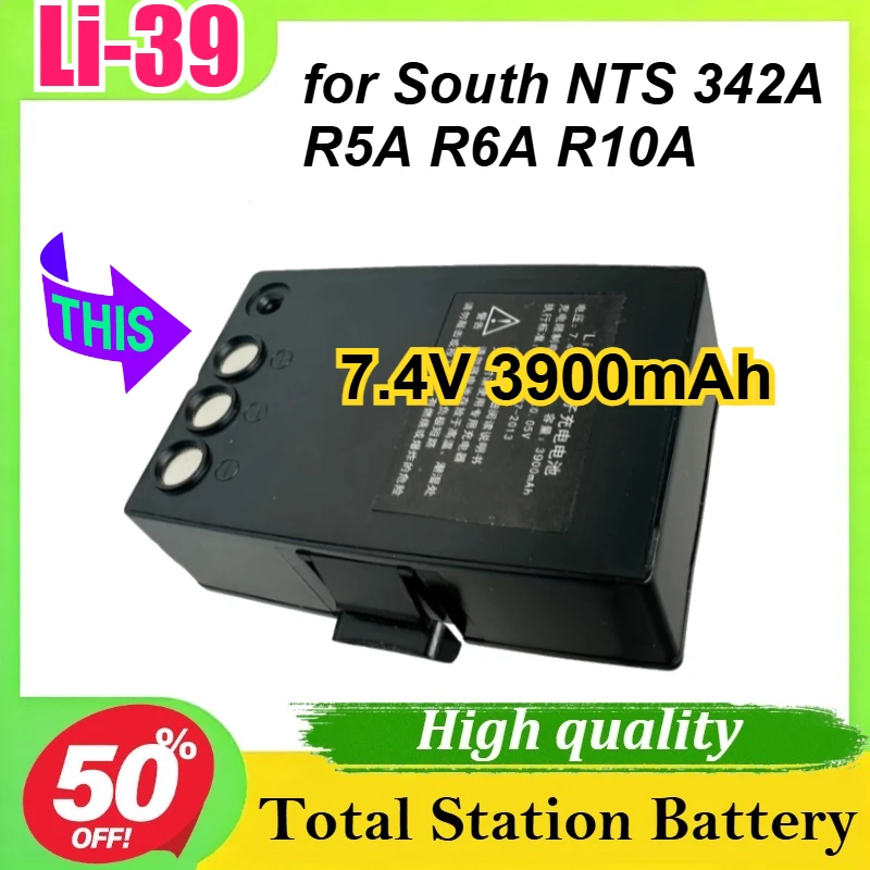 Li-39 7.4V 3900mAh for South NTS 342A R5A R6A R10A 7.4V Black Total Station Li-ion Battery