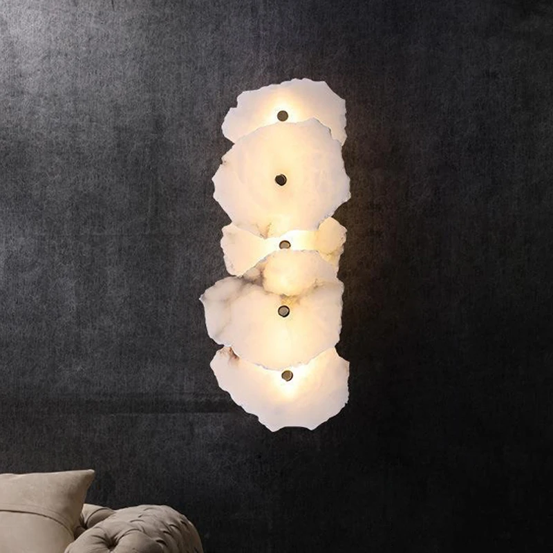 

Creative Marble Leaves Shape Wall Lights Led Foyer Bedroom Dining Hall Decor Light Luxury Hotel Restaurant Aisle Corridor Sconce