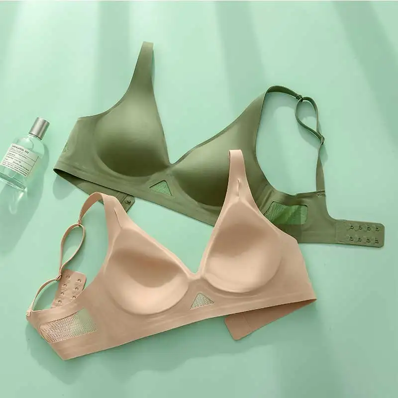 Sexy Hot Underwear Women Traceless Bra Small Chest Pull Up Perforated Underwear Anti-sag No Underwire Fixed Cup Bra Cover