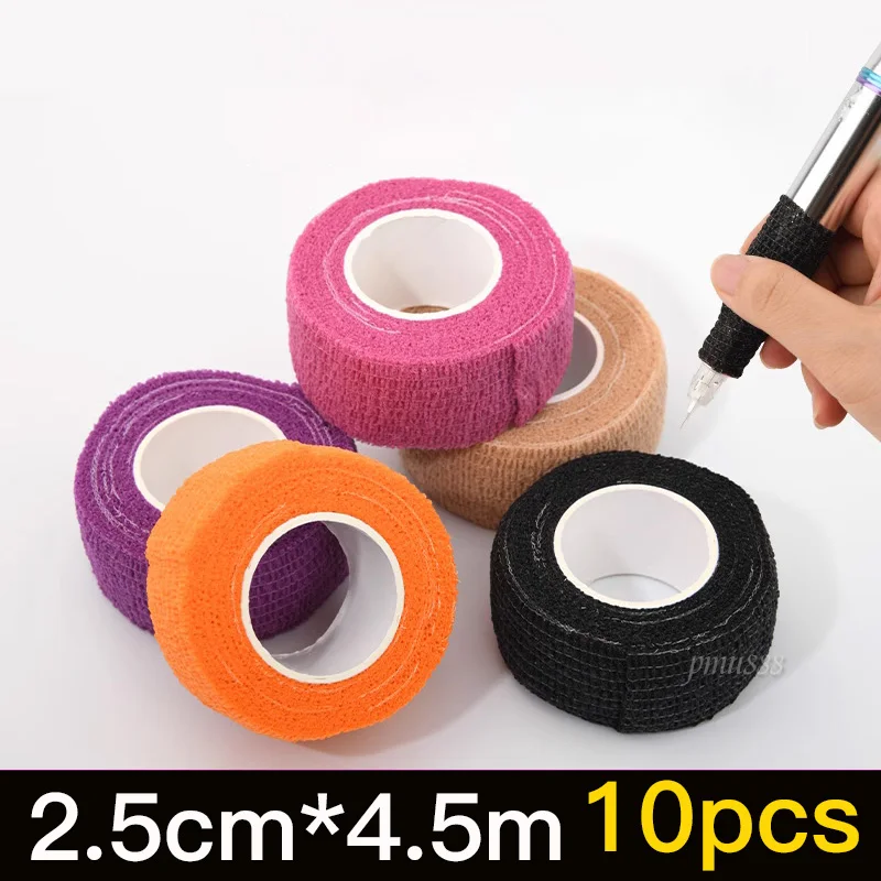 

10pcs Tattoo Grip Bandage Cover Wrap Tapes Nonwoven Waterproof Self Adhesive Finger Wrist Protection Eyebrow Lip Machine Supplie