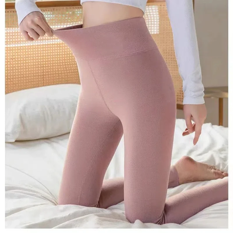 

Женская одежда, осенне-зимние флокированные однотонные эластичные повседневные модные спортивные брюки с высокой талией, узкие брюки-карандаш