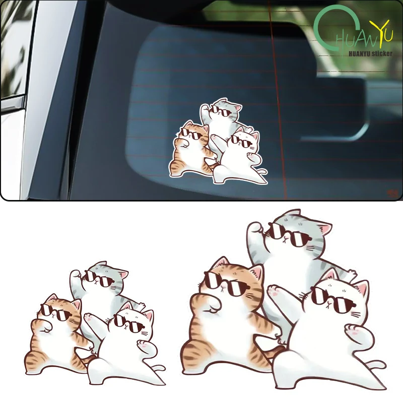 Personality, creativity, handsome, three kittens, car tailgate glass, side windows, exterior decoration car motorcycle stickers