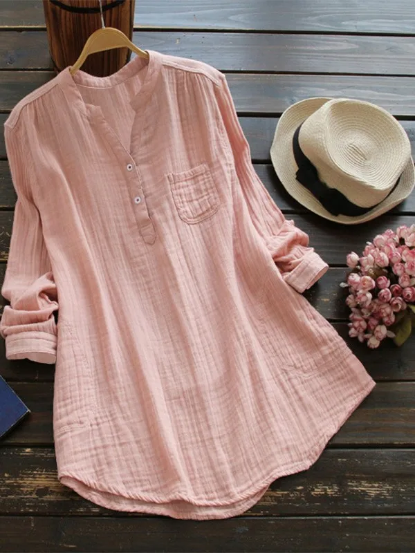 Csa de Color puro de manga larga con cuello en V para mujer, csa hoada de tela de poliéster de estilo informal para m...