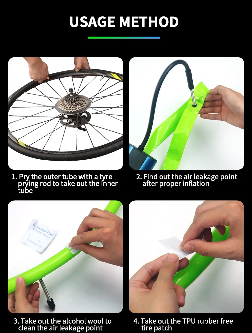 CYCLAMI Fahrradschlauch-Reifenflicken, Reparaturset, 8-teilig, Rennrad, MTB, Klapprad, TPU-Material, leistungsstark, ohne Kleber – Detail 8