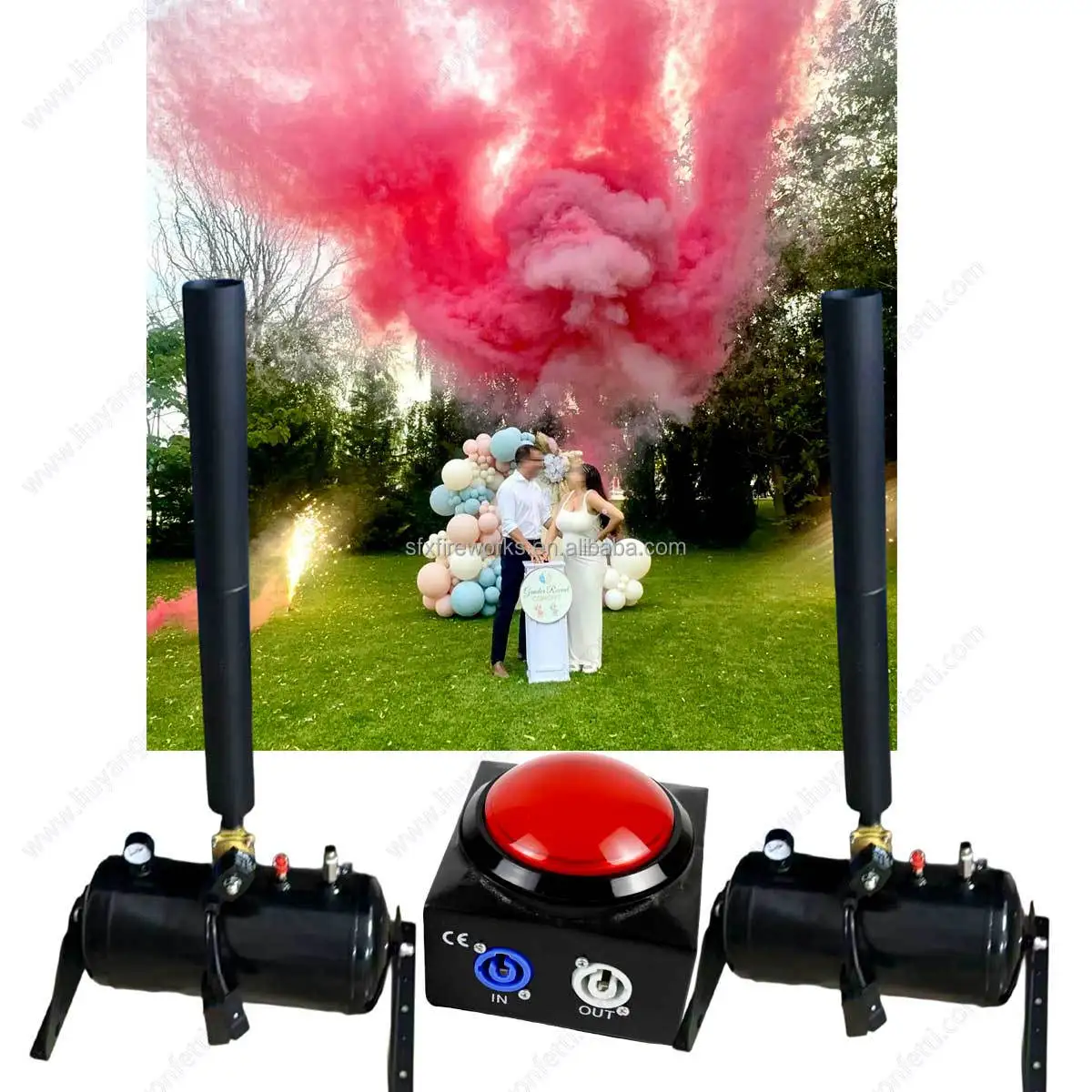 Tnt Button Firework Wedding Party Holi Smoke Baby Shower Super Large Spray Confetti Powder Electric Remote Control Gender Reveal