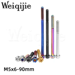 Weiqijie Titanium Bolts M5x6-90mm Small Flange T25 Torx Head Screws for Calf Motor Cover Bike Motorcycle