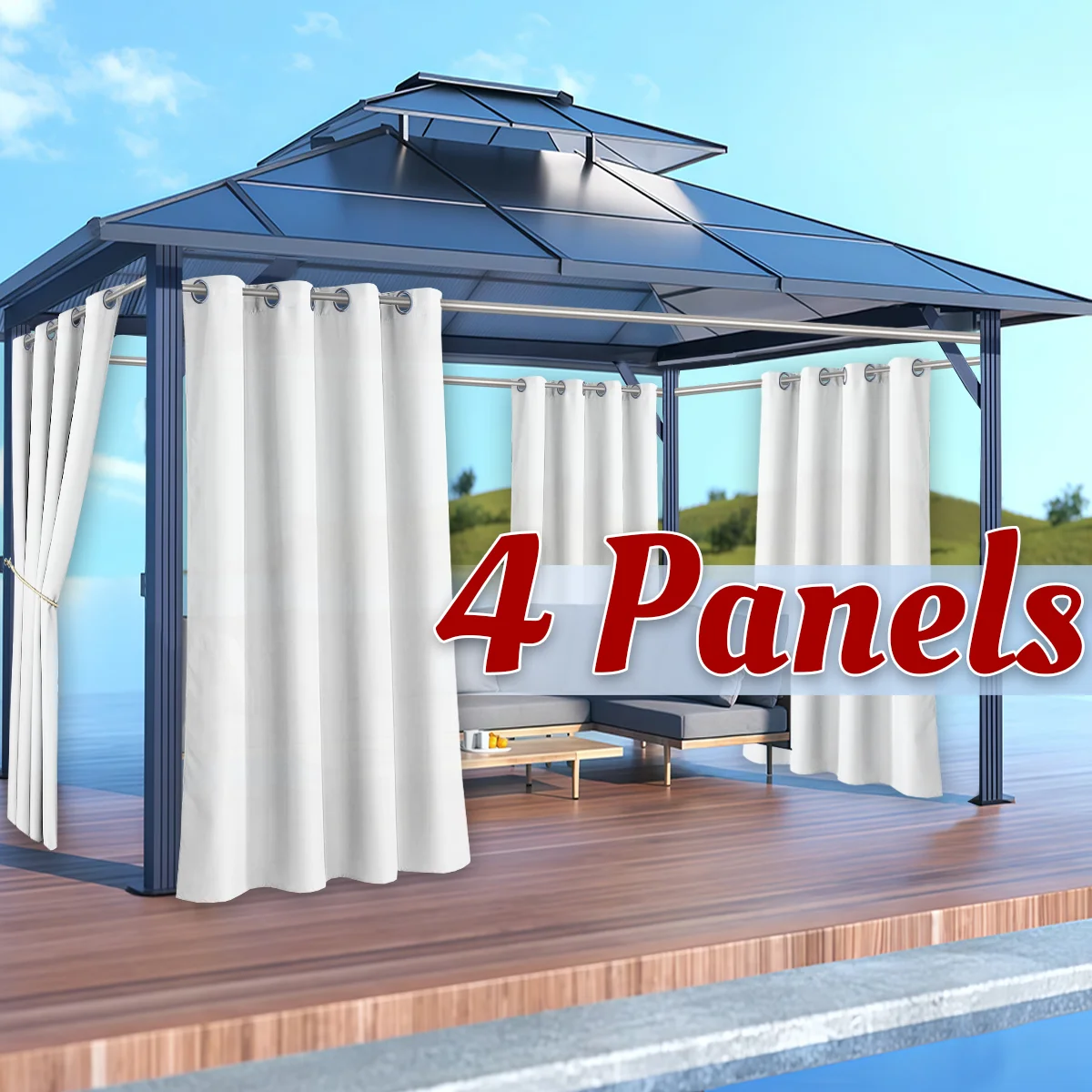 4 Uds moda al aire libre impermeable protección de privacidad decoración de jardín cortinas resistentes a los rayos UV para Patio porche pérgola Gazebo piscina