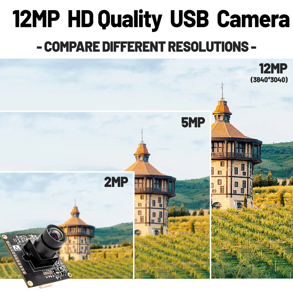 IMX577 12MP USB Camera Module 1080P 120FPS High Frame Rate M12 Distortionless Lens UVC Plug And Play Industrial Machine Vision