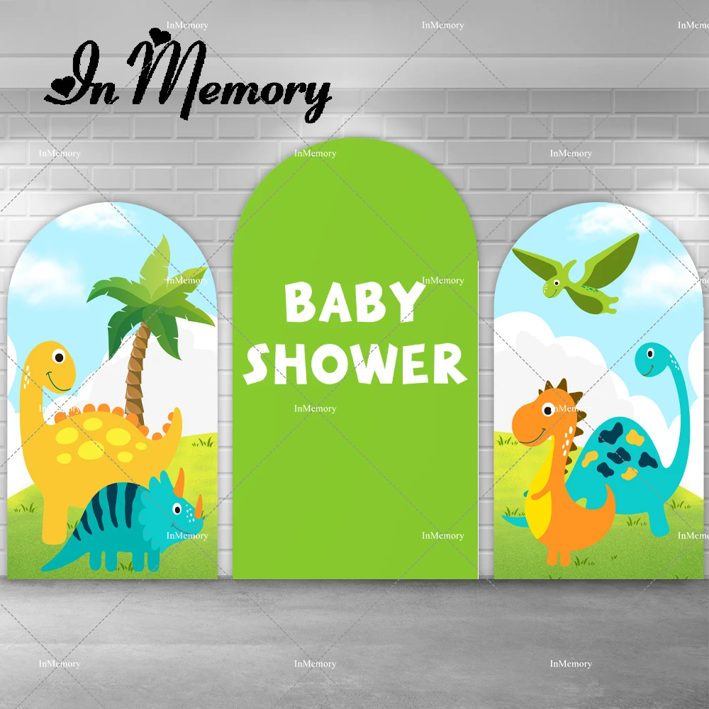 Cute Cartoon Dinosaur Arch Backdrop Cover Baby Shower Chiara Wall Party Decoration Kids Birthday Party Photography Background