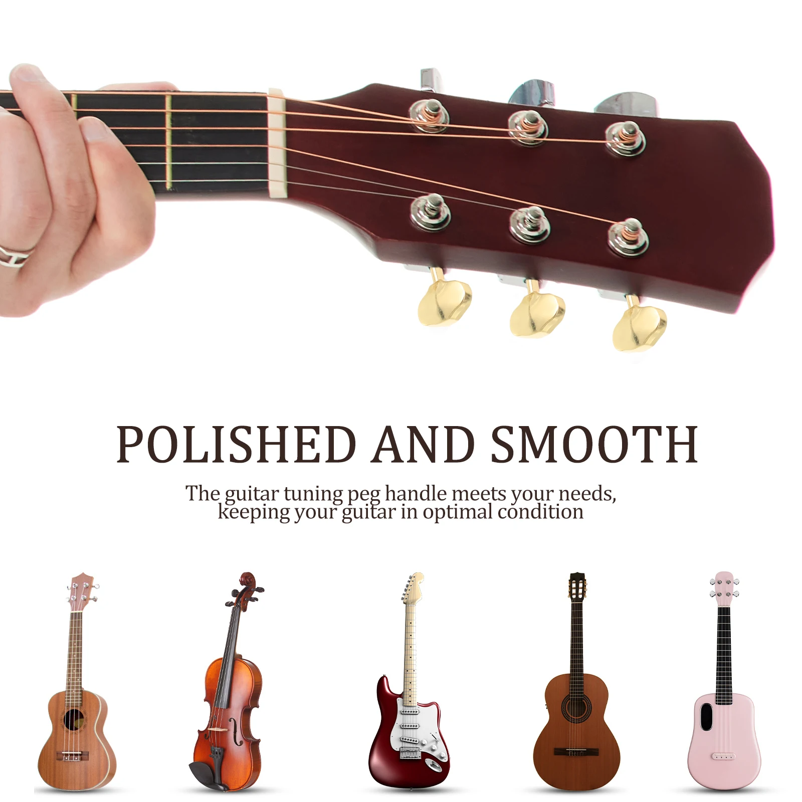 

2pcs Folk Guitar Peg Handle Open Design Universal Left Right Compatibility Durable Replacement Pegs For Acoustic Guitar Tuning