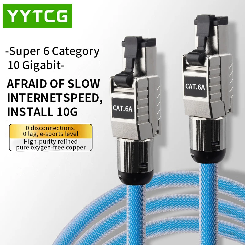 YYTCG CAT6A Ethernet Cable, 10Gbps Gigabit RJ45 LAN Wire, Pure Oxygen-Free Copper for Gaming & Home Office