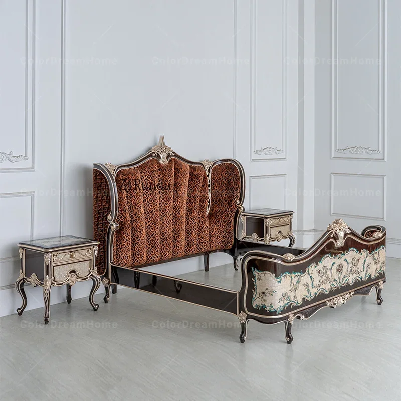 

Classic King Bedroom Set French Hot Sale Royal Luxury Bedroom Furniture Italian Wooden Bed