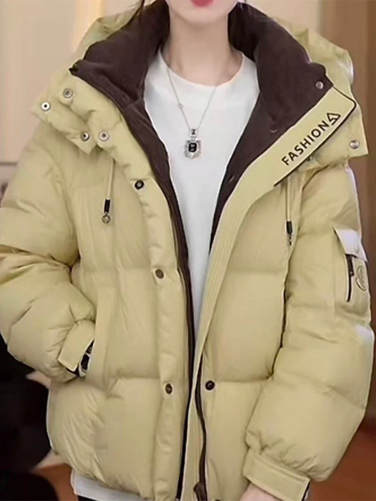 

Утепленная зимняя женская куртка-пуховик из хлопка, модная, с капюшоном, очень теплая, в корейском стиле, свободного кроя