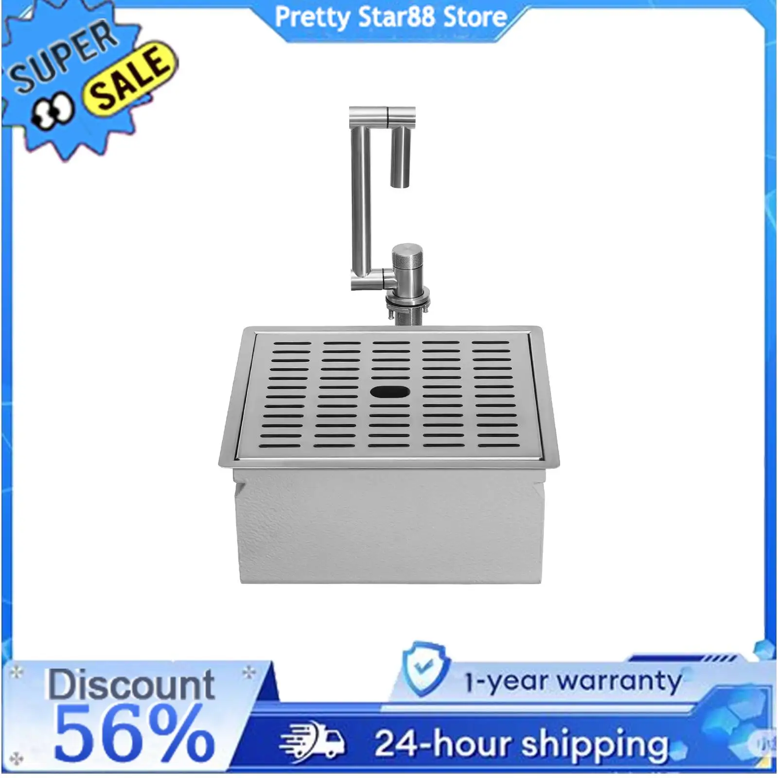 

Раковина из нержавеющей стали 304, устойчивая к окислению барная раковина большой емкости для дома/ресторанов/подвала/бар/кухонь/грузовиков с едой