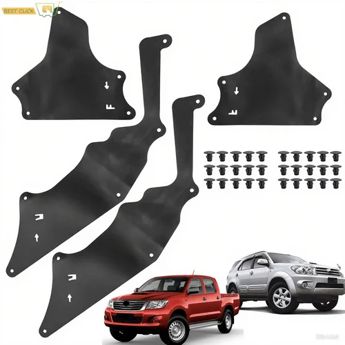 Imagen 1 del producto 4 protectores contra salpicaduras delanteros 53885-0K020 53735-0K020 para Toyota Hilux Fortuner KUN25 2004-2015, Kit protector delantal con revestimiento de guardabarros
